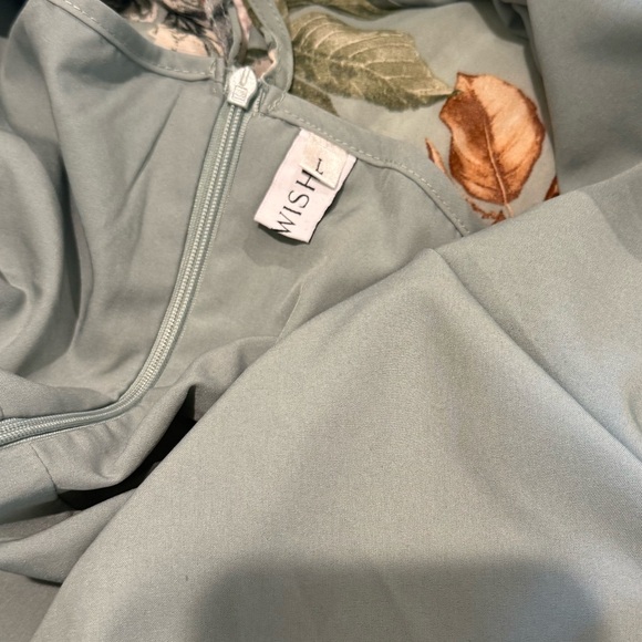 CHICWISH Green with Flowers chiffon dress - Picture 4 of 5